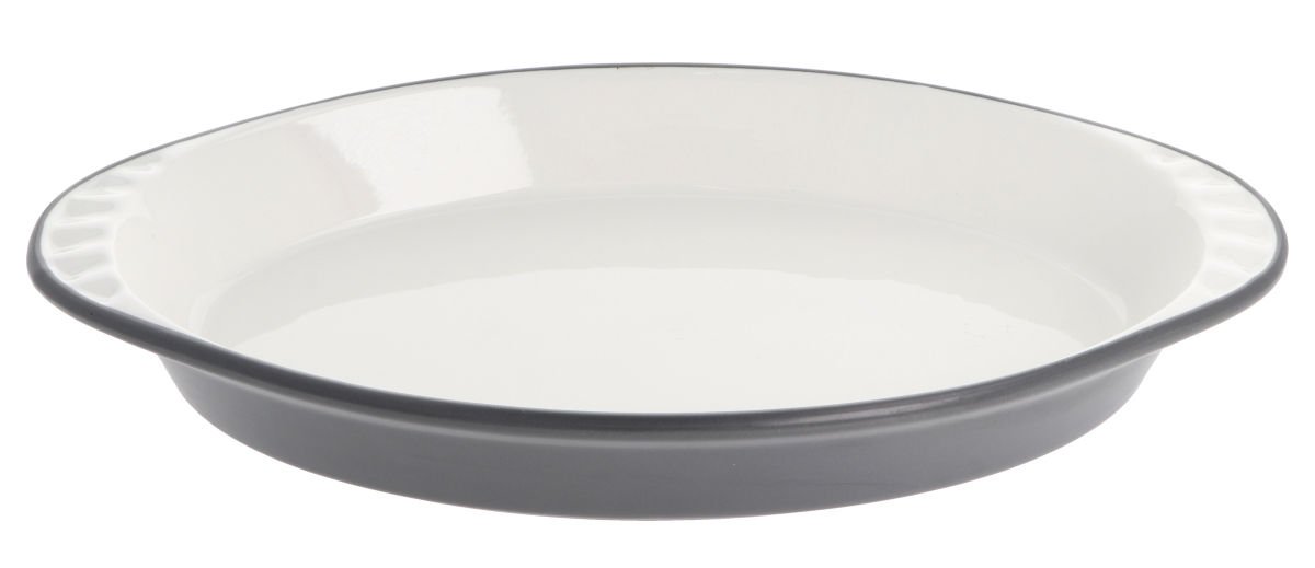 Fuente/asadera de cerámica color/blanca con asas oval, 32 × 18 cm